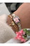 Minimal Case, Pink Dial, Yellow Steel Band, Women's Wristwatch, Bracelet Gift - 7