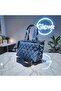 Women's Navy Blue Waterproof Quilted Shoulder & Handbag – 3 Compartments Long Strap (30X25X12 cm) - 4