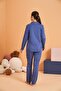 Women's Mother-Daughter Heart Front Button Shirt Collar Long Sleeve Pajama Set - 4