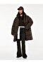Long Sleeve Pocket Zipper Quilted Anorak Hooded Long Puffer Coat