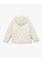 Beli Lace-Up Long Sleeve Pocketed Water Repellent Hooded Ecru Quilted Puffer Coat - 4