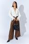 Women's Brown Thick Waist Belt Palazzo Pants - 3
