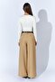 Women's Beige Thick Waist Belt Palazzo Pants - 6