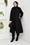 Women's Button Detailed Lined Midi Length Belted Cashmere Coat Nbft004 - 2