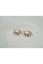 Kp061 Gold Hoop Earrings with Shiny Strip Detail - 2