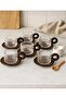 Borosilicate Glass Turkish Coffee Cup with Acacia Strappy Handle and Optical Striped Design 90 cc - 3