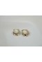 Kp061 Gold Hoop Earrings with Shiny Strip Detail