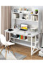 Writing Study Table with Bookshelf, Home Office Computer Desk for PC Laptop 120 * 60 * 141.5cm,White