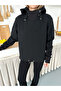 Women's Sweatshirt with 3-Thread Fabric Skirt and Hood Drawstring Detail - 6