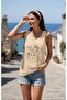 Flowers Women's Strappy Off-Shoulder Sleeveless Flowers Printed Tshi̇rt - 2