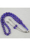 Fire Amber Star and Crescent Embroidered Imame Capsule Cut 9X11Mm Prayer Beads - Parliament Blue