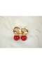 Bkp030 Red Stone Gold Earrings