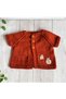 Baby Hand Knitted Vest Brick Color 0-1 Year Old Rabbit Bunny Punch Embroidered