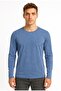 Men's Blue Melange Long Sleeve Single Jersey T-Shirt-D2275