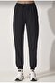 1+1=2 Pieces Jogger Trackpants Black - Gray Elastic Cuffs High Waist Sweatpants - 2