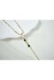 Kol135 Gold Green Drop Stone Y Necklace - 40 cm + 5 cm Extension
