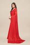 Women's Plain Satin Striped Georgette Saree With Unstitched Blouse Piece - 2