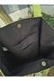 Pistachio Green Cloth Bag with Knitted Flower Bundle Detail and Pockets - 3