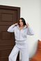 Women's Double Zip Snow Melange Detail Hooded Winter Brushed Inside Oversized Tracksuit Set - 3