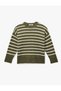 Long Sleeve Crew Neck Striped Sweater - 3