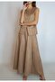 Women's Camel Long Skirt Vest Suede Suit Yy101299 - 2