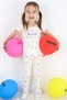 Girl's Leggings Set with Floral Pattern and Ruffle Detail on the Sleeves, Ages 2-6, Ecru - 5