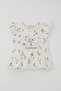 Girl's Tights Set Colorful Floral Patterned Ruffled 2-6 Years Old, Ecru - 6