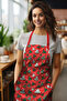 مريلة مطبخ منقوشة بشجرة عيد الميلاد الحمراء، مريلة طهي، مريلة نادل، مريلة مطعم - 2