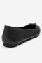 Women's Pointed Toe Buckle Ballerina Real Leather Zy 4053 Black - 4