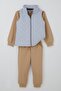 Donino Boys' Tracksuit Set Aslan Printed Zigzag Micro Vest Set 2-5 Years Old, Light Brown