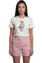 ''Pink Jumpsuit Bear'' Stylish Teddy Bear Printed 100% Cotton Relaxed Fit Premium Women's T-Shirt - 7