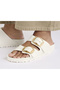 Arizona Eva Big Buckle Women's Slippers Cream - 2