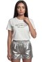 ''Reverse'' Y2K Metallic Lettering Printed 100% Cotton Relaxed Fit Premium Women's T-Shirt - 6