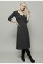 |   Women's Anthracite Button Accent Piece V-Neck Dress Snz-1123 - 5