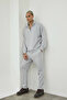 Premium Men's Modal Fabric Half-Zip Mock Neck Greenish Gray Top and Bottom Set Ls-87009 - 4