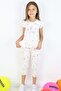 Girl's Tights Set Colorful Floral Patterned Ruffled 2-6 Years Old, Ecru