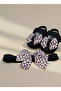 0-3 Months Newborn Pink Leopard Patterned Black Baby Bandana Booties Set with Bow - 3
