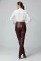 Burgundy Lora High Waist Straight Leg Women's Genuine Leather Pants - 4