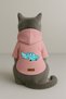 Printed Dog and Cat Outfit & Dress with Fleece Inside - Pink Color K Hooded Hoodie B3818 - 3