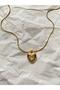 Women's Gold Color Steel Heart Necklace – Elegant Heart Pendant with White Stone |   Water Resistant Stainless Steel - 3