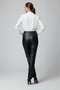 Black Lora High Waist Straight Leg Women's Genuine Leather Pants - 4