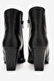 Women's Pointed Toe High Heel Boots Genuine Leather Gn 52426 Black - 6