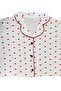 Women's White Red Heart Patterned 100% Cotton Corded Fabric Fabric Transitional Long Sleeve Pocket Pajamas Set - 5