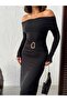 Madonna Collar Waist Accessory Detailed Long Dress - 2