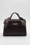 Women's Brown Scarf Detailed Faux Leather Hand, Arm and Shoulder Bag with Lock Closure - 3
