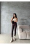 Women's Brown Fleece Inside High Waist t Shaping / Sculpting Flexible Shiny Stone Detailed Ş Fleece-Lined Winter Leggings - 6