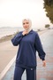 Women's Chic Modest Tracksuit Set with Zipper & Top-Bottom Set - 4