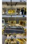 6 Pieces Single Person Gold Casting Rose Motif Detailled Footed Coffee Tea Serving Tray (6 Pieces) - 2