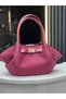Women's Suede Belt Detail Hand and Shoulder Bag Burgundy