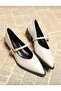 Women's Gold Buckled Leather Dyed High-Heeled Shoes 4 cm - 2